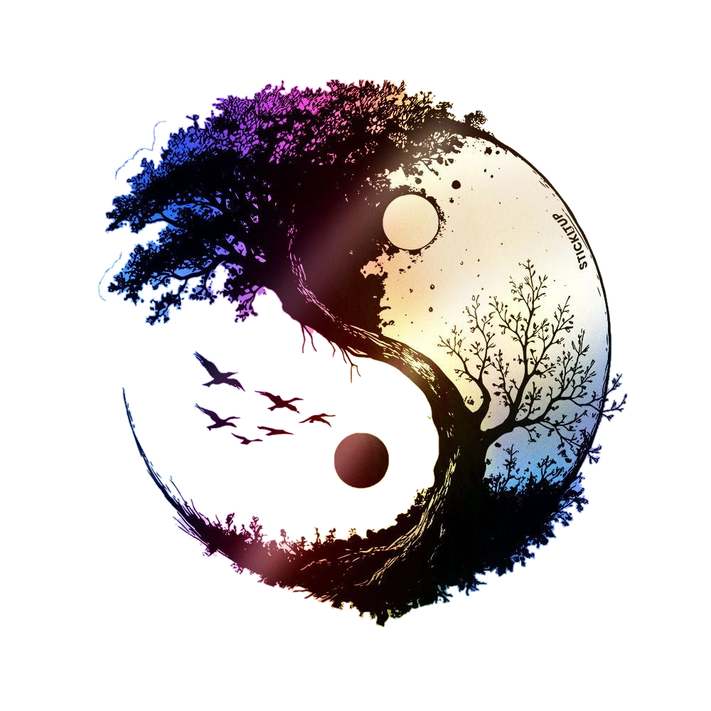 Yin-yang Wood Holographic Stickers